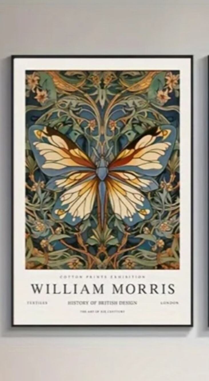 William Morris Butterfly Canvas Art Print 16"×24" Boho Academia Victorian  Decor